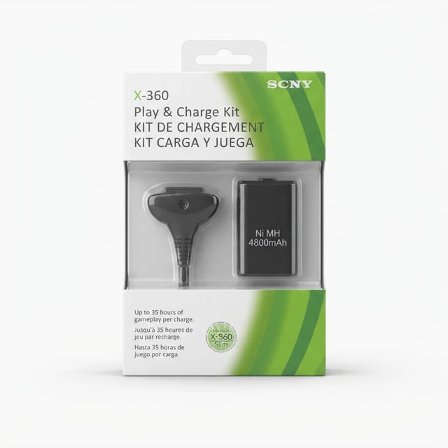 طقم بطارية وكابل شحن SCNV X-360 4800mAh لجهاز تحكم Xbox 360 - بطاريات بالجملة Errayhany Grossiste المغرب