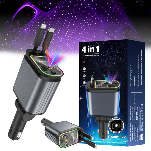 Chargeur voiture 4 en 1 Starry Sky - إكسسوارات السيارة بالجملة Errayhany Grossiste المغرب