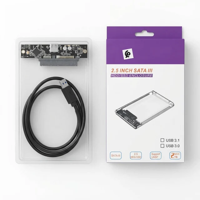 علبة قرص صلب خارجي USB 3.0 لـ SSD/HDD SATA III بحجم 2.5 بوصة - تركيب سهل - عام بالجملة Errayhany Grossiste المغرب