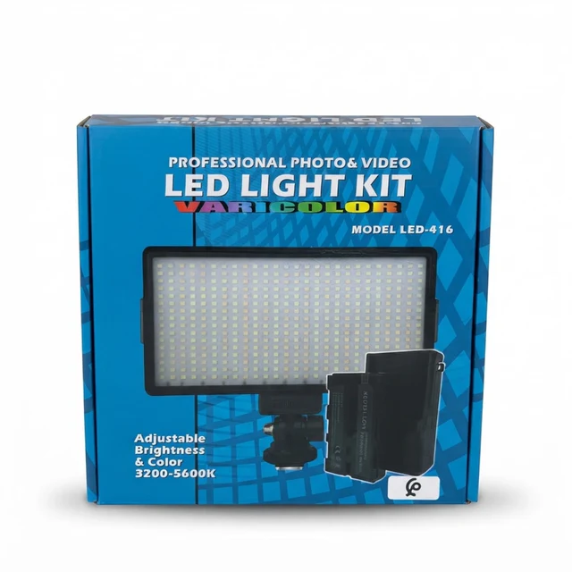 مجموعة إضاءة LED احترافية VariColor للتصوير الفوتوغرافي والفيديو - موديل LED-416، سطوع ولون قابلان للتعديل - عام بالجملة Errayhany Grossiste المغرب