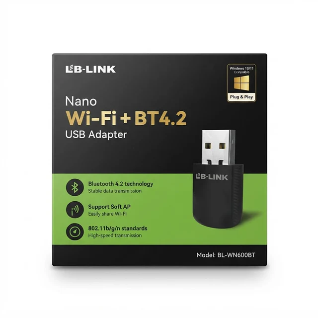 محول USB نانو Wi-Fi + بلوتوث 4.2 LB-LINK BL-WN600BT متوافق مع ويندوز 10/11 و Plug & Play - عام بالجملة Errayhany Grossiste المغرب