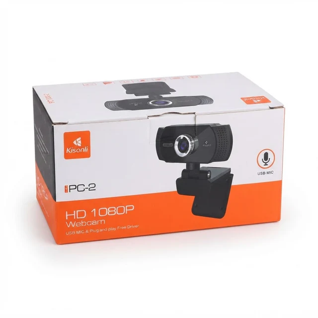 كاميرا ويب Kisonli HD 1080P PC-2 مع ميكروفون USB - توصيل وتشغيل للكمبيوتر/اللابتوب - عام بالجملة Errayhany Grossiste المغرب