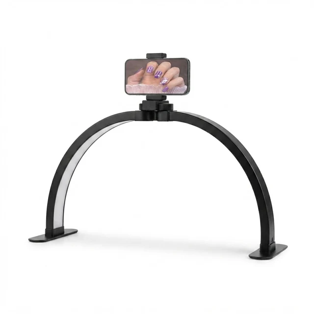 مصباح مكتبي LED قابل للطي على شكل نصف قمر F-700A مع حامل هاتف لخبراء التجميل والمدونين - عام بالجملة Errayhany Grossiste المغرب