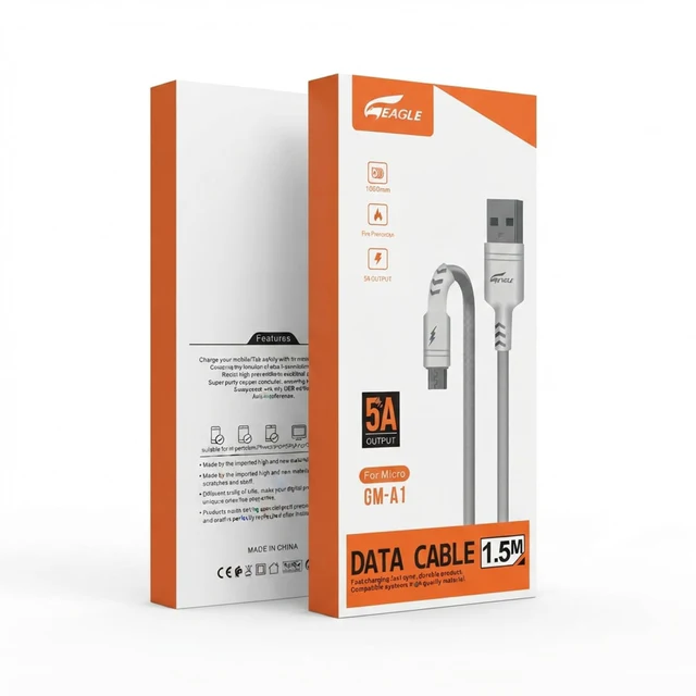 كابل بيانات EAGLE V8 Micro USB بطول 1.5 متر - شحن سريع 5 أمبير للهواتف الذكية والأجهزة اللوحية - عام بالجملة Errayhany Grossiste المغرب