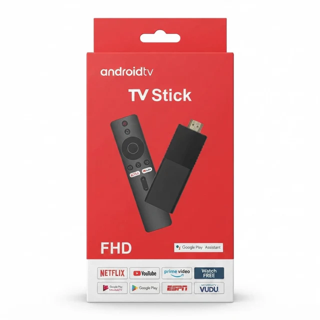 جهاز ANDROID TV STICK FHD - مشغل وسائط ذكي للتلفزيون مع جوجل بلاي ومساعد صوتي - أجهزة بث بالجملة Errayhany Grossiste المغرب