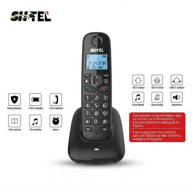 هاتف لاسلكي SHTEL SG-1662 رقمي - حماية المكالمات، مكالمات بدون استخدام اليدين، دليل 50 جهة اتصال - هواتف بالجملة Errayhany Grossiste المغرب