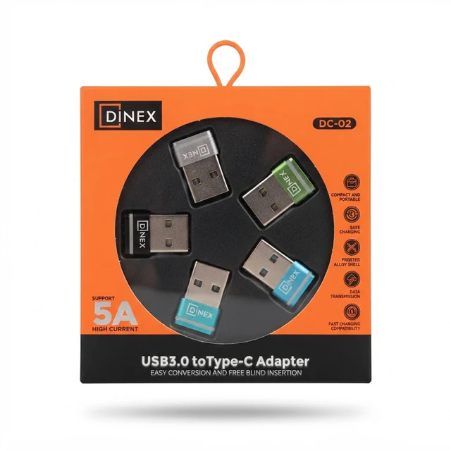 محول OTG USB 3.0 إلى Type-C DINEX DC-02 5A - شحن سريع ونقل بيانات - محولات وHUB بالجملة Errayhany Grossiste المغرب