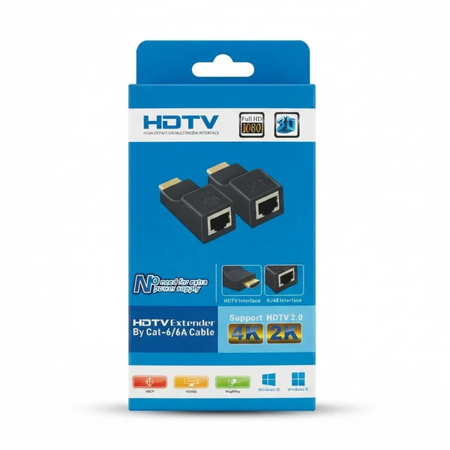 موسع HDTV 30 متر عبر كابل Cat-6/6A - Full HD 1080p، يدعم 4K 2K، توصيل وتشغيل - عام بالجملة Errayhany Grossiste المغرب