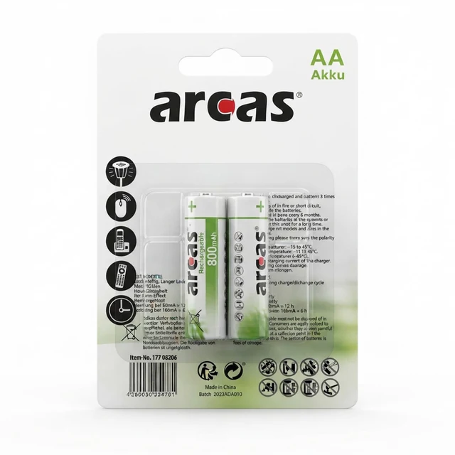 RECHARGEABLE PILE ARCAS AA AKKU 800mAh - بطاريات بالجملة Errayhany Grossiste المغرب