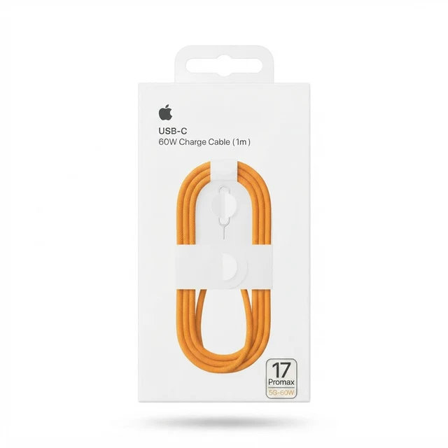 كابل شحن USB-C بقوة 60 واط لهاتف آيفون 17 برو ماكس (1 متر) - برتقالي - عام بالجملة Errayhany Grossiste المغرب