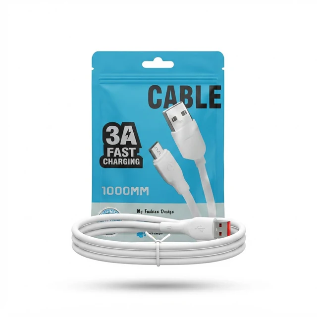 كابل شحن سريع 3 أمبير USB-A إلى USB-C أبيض 1000 مم - متوافق مع جميع أجهزة Type-C - كابلات بالجملة Errayhany Grossiste المغرب