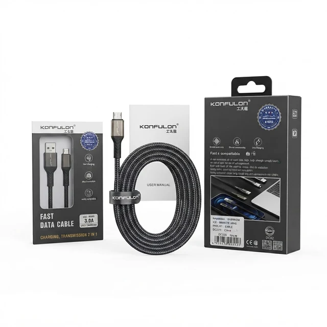 كابل بيانات سريع كونفولون DC32 ميكرو USB 3.0 أمبير - شحن ونقل بيانات سريع - كابلات بالجملة Errayhany Grossiste المغرب
