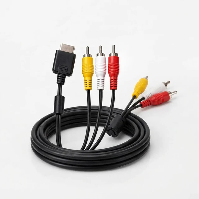 كابل AV SCNY 2 متر لجهاز PS2 - جودة صوت وفيديو عالية RCA لأجهزة الألعاب والتلفزيون - كابلات بالجملة Errayhany Grossiste المغرب