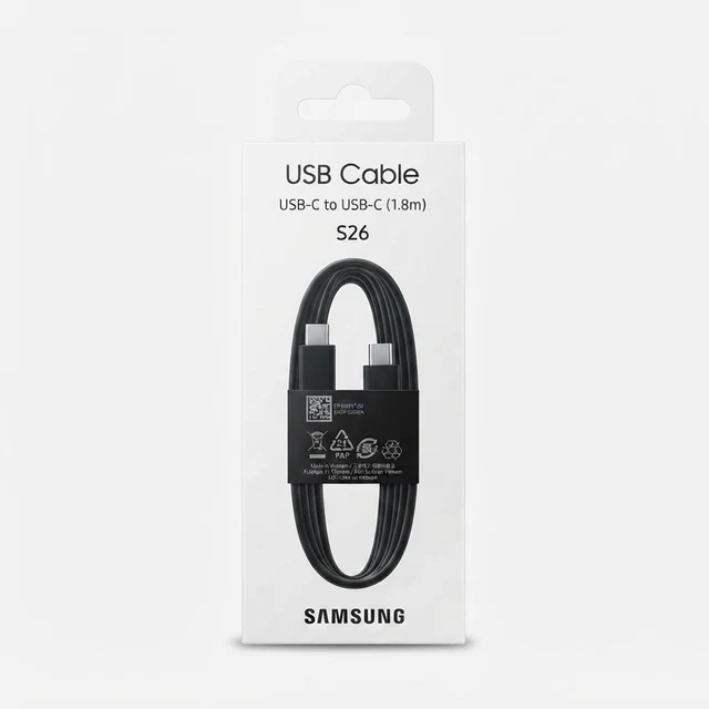 كابل USB-C إلى USB-C سامسونج S26 بطول 1.8 متر - شحن سريع 3 أمبير ونقل بيانات 480 ميجابت في الثانية - كابلات بالجملة Errayhany Grossiste المغرب