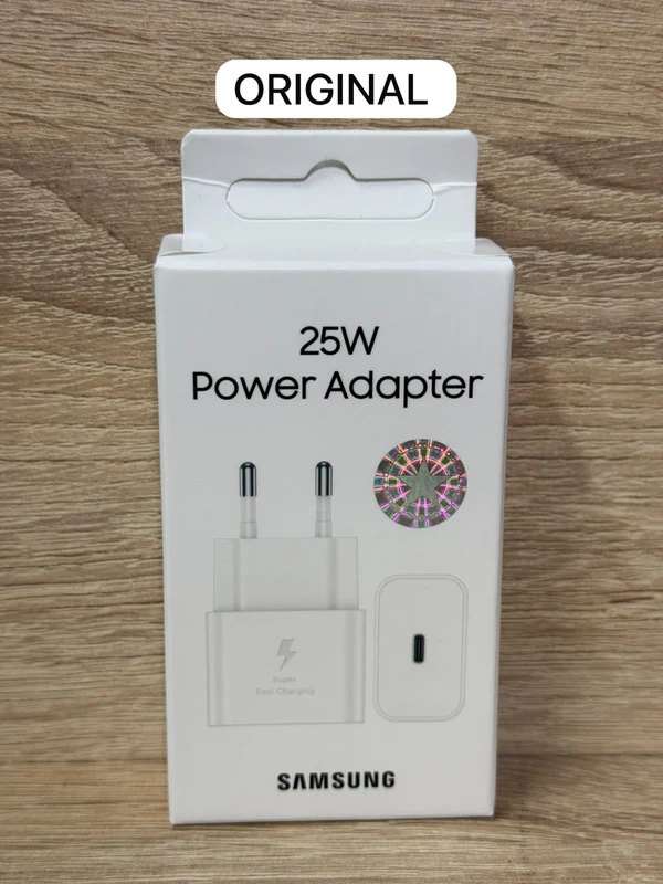 شاحن سامسونج 25 واط أصلي شحن فائق السرعة محول طاقة USB-C أبيض - شواحن بالجملة Errayhany Grossiste المغرب
