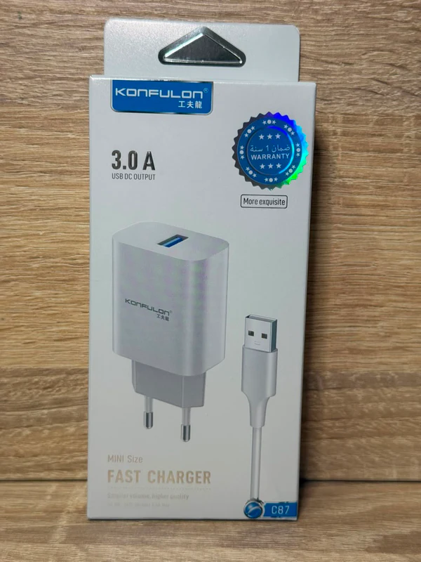 شاحن سريع كونفولون C87 3.0 أمبير USB DC - حجم صغير، جودة عالية، ضمان سنة واحدة - شواحن بالجملة Errayhany Grossiste المغرب