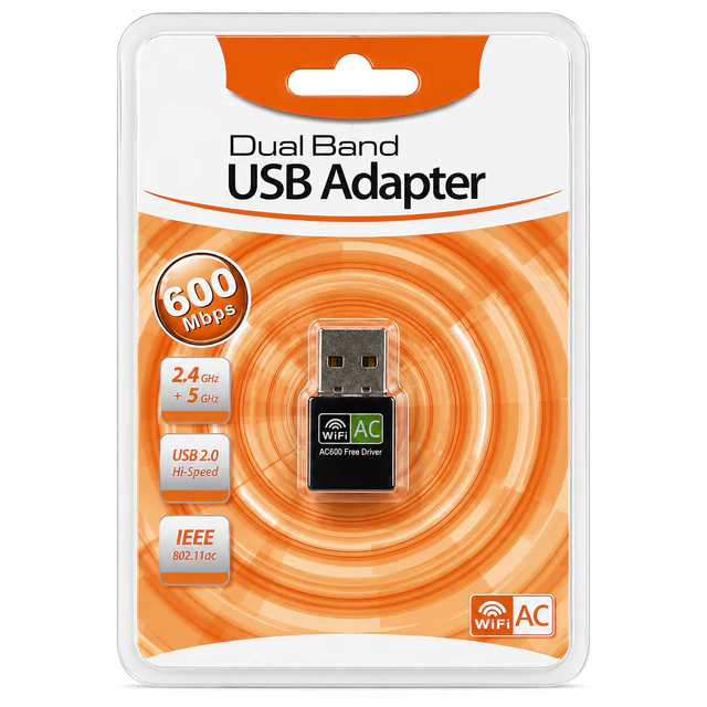 محول USB واي فاي ثنائي النطاق 600 ميجابت في الثانية – محول لاسلكي عالي السرعة 2.4/5 جيجاهرتز للكمبيوتر المحمول - شبكات بالجملة Errayhany Grossiste المغرب