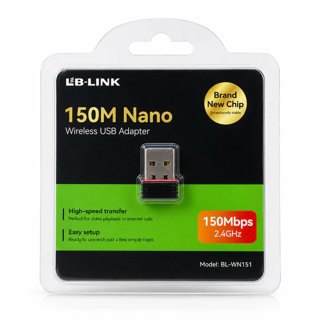 محول USB واي فاي LB-LINK 150M Nano BL-WN151 - مفتاح واي فاي عالي السرعة للكمبيوتر - شبكات بالجملة Errayhany Grossiste المغرب