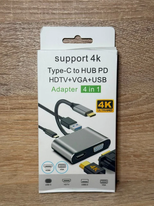 ADAPTER SUPPORT 4K TYPE-C TO HUB PD 4 IN 1 - محولات وHUB بالجملة Errayhany Grossiste المغرب